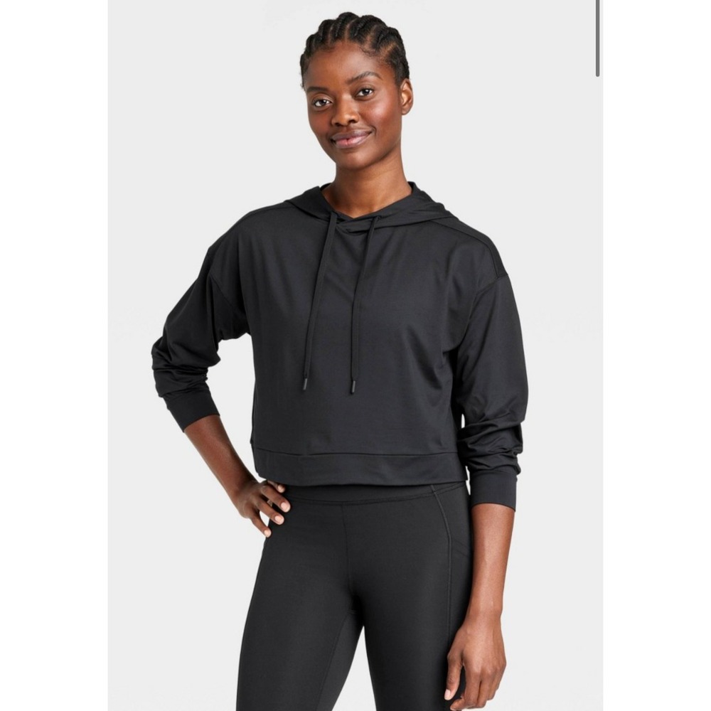 NEW All in Motion Women's XXL Soft Stretch Pullover Hoodie Black NWT